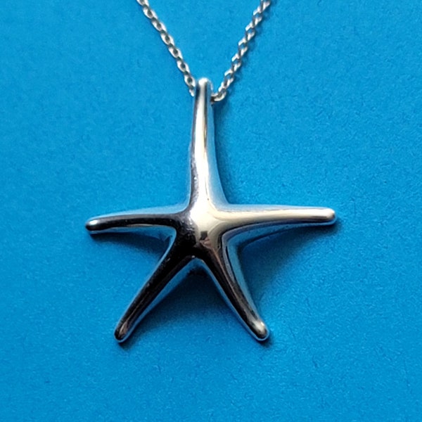 Tiffany & Co. Elsa Peretti Silver 28mm Large Starfish Pendant Necklace 4.5grams