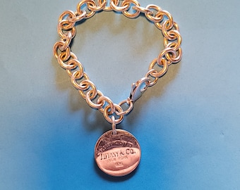 Tiffany & Co Sterling Silver Please Return to Tiffany Round Tag Bracelet