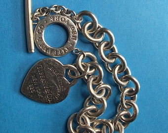 Tiffany and Co ILY-M (I Love You - More) Return To 925 Silver Heart Bracelet 33.8 Gram