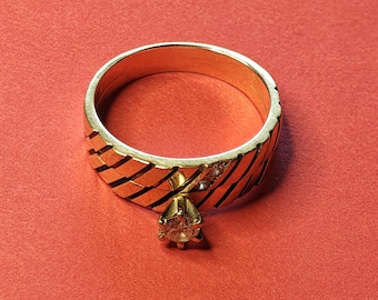 14K Duo 3.8 mm Vintage Diamond Set 1980's Ring 5 Grams