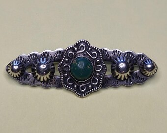 Rare Hallmarked KIK-A-POO Old Native American Turquoise Sterling Silver Pin 9.5 grams