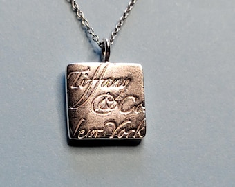 Tiffany & Co. New York Notes Square Pendant Necklace 16" Silver 925 4.3g