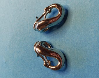 Tiffany & Co. Sterling Silver Infinity Figure 8 Omega Leverback Back Earrings 7.4 grams