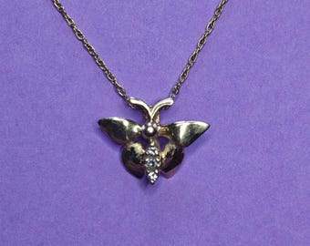 14K diamond Bee Pendant 585 Gold Necklace 2.2 Gram 18.5 Inch