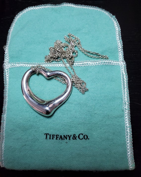Tiffany Elsa Peretti Open Heart 35.5mm Pendant Necklace in Silver