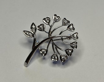 14K White Gold Clear Stones Metropolitan Museum of Art Tree of Life Pin 6 Grams