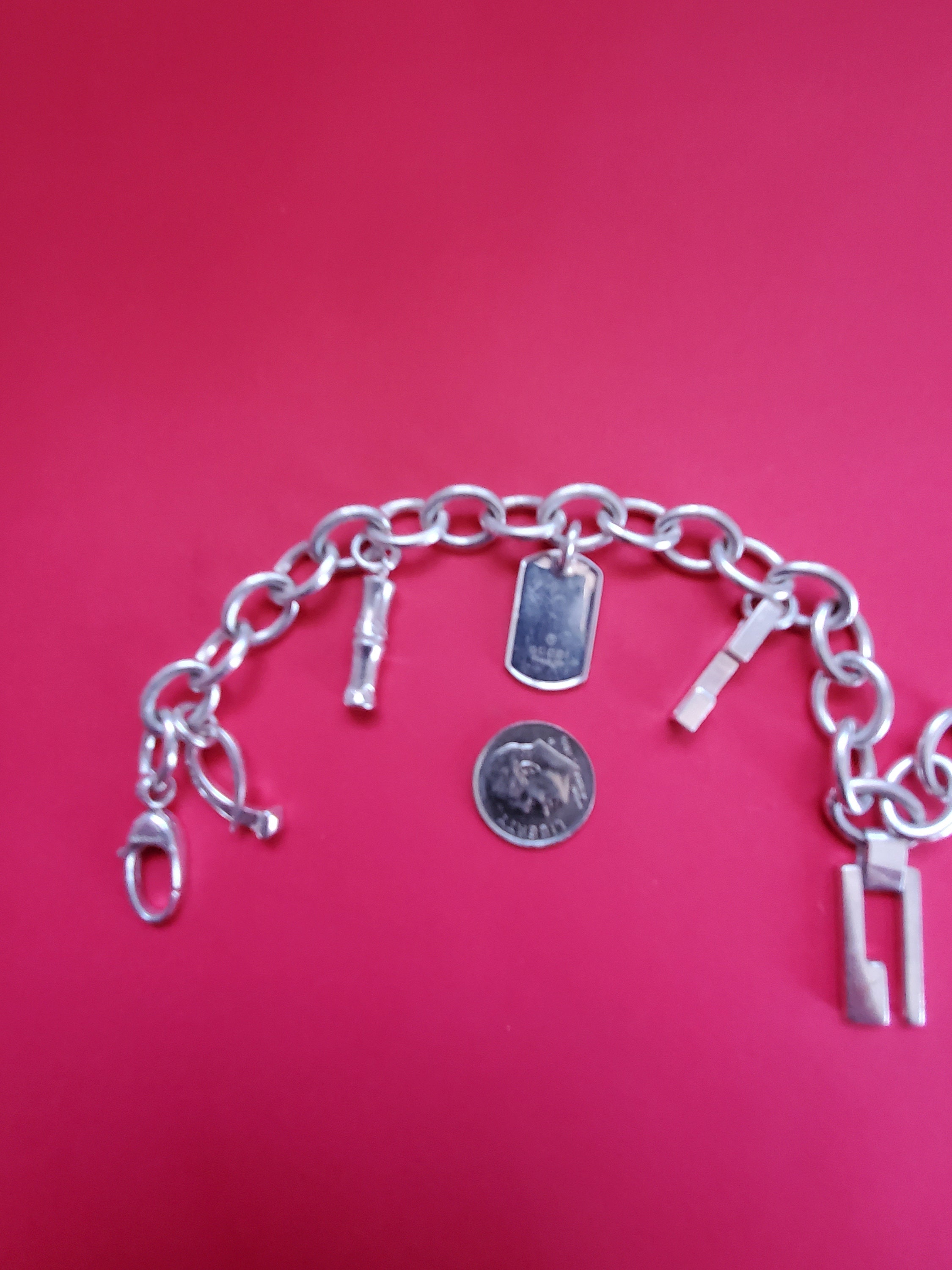 Gucci Dog Tag Silver 5 Charm Bracelet Rare - Etsy