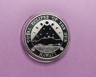 1991 Hawaii Total Eclipse of the Sun 1OZ .999 Silver Fluted Medallion