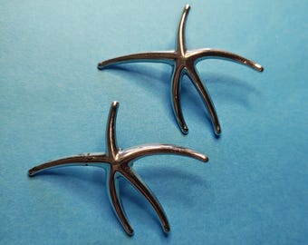 Vintage Extra Large 2 Tiffany & Co Silver Elsa Peretti Starfish Stud Earrings 8.2 grams