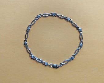 10K White Gold Topaz Gem Link Bracelet 3.5 Gram 7.25 Inch