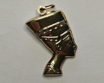 18K Milor Italy Egypt Queen Nefertiti 750 Gold Pendant 2.7 Gram
