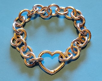 Tiffany & Co Heart Clasp Silver Bracelet 9" 50.4 grams