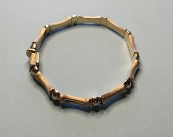 14K Articulated Bamboo Style 585 Gold Bracelet 8.5 Gram 7 Inch Turkey