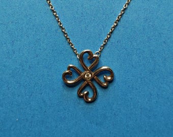Tiffany & Co. Paloma Picasso Diamond Clover Loving Heart Necklace 2.4 Grams 17 Inch