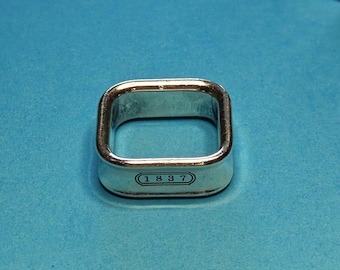 Tiffany & Co. 925 Sterling Silver Concave Square 1837 Band Ring Size 7