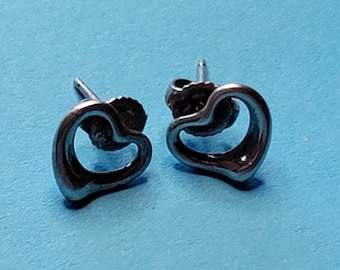 Tiffany & Co. Open Heart Stud Earrings Sterling Silver 925 1.8 gram
