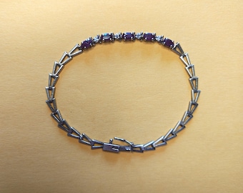 Vintage 10K Bracelet Ruby and Diamond 7 Inch 3.5 Grams