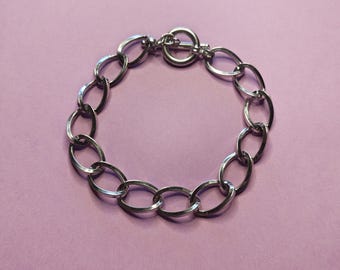 14K Bracelet Chunky Chain 585 White Gold Bracelet 10 grams Large 8.75 Inch