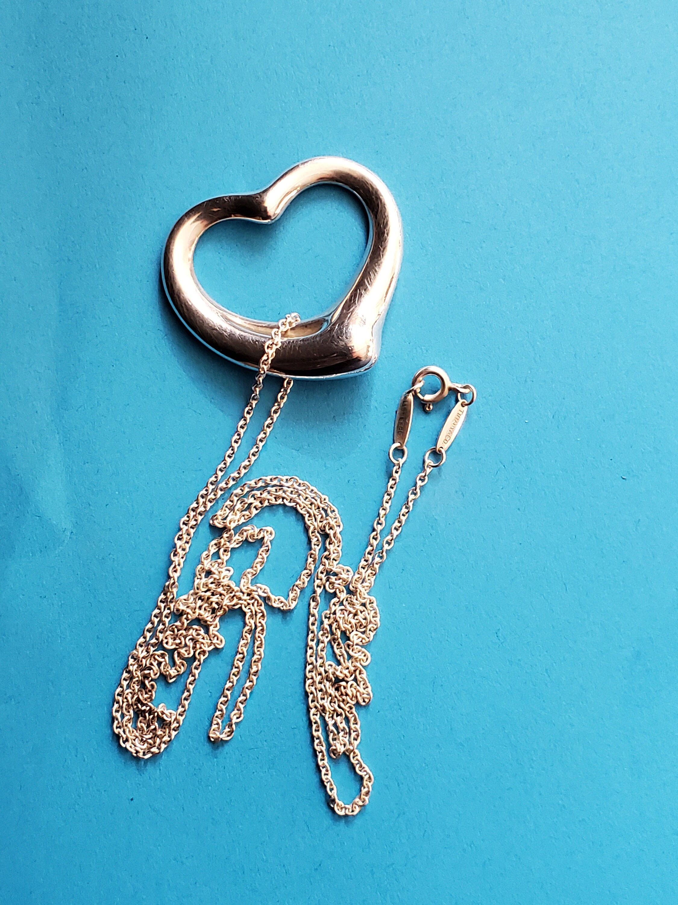 Tiffany Elsa Peretti Open Heart 35.5mm Pendant Necklace in