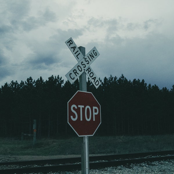 Rural Country Side Stop With Train Crossing, Digital Download