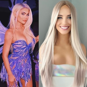 Fairy Costume Wig Long Purplish Blonde 30 Inch Silky Straight Synthetic Wig - Lara