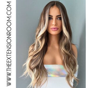 Long Brown Highlighted 26 inch Synthetic Wig - Brianna