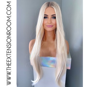 Long White Blonde Wig 30 inch Partial Lace Front Wig - Miranda