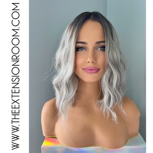 Short Wavy Silver 14 inch Synthetic Wig - Mona