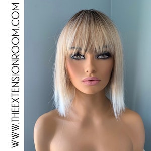 Short 10 inch Blonde Synthetic Bob Wig with Bangs - Charli