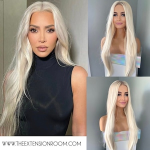 Kim Kardashian Blonde Wig Cosplay Long Blonde Costume 30 inch Partial Lace Front Synthetic Wig - Miranda