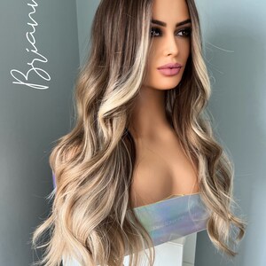 Long Brown Highlighted 26 inch Synthetic Wig Brianna image 3