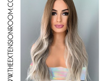 Long Wavy Grey Silver Blonde 24 inch Synthetic Wig - Willow