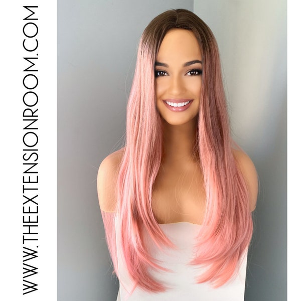 Baby Pink 26 inch Silky Straight Synthetic Wig - Isabella