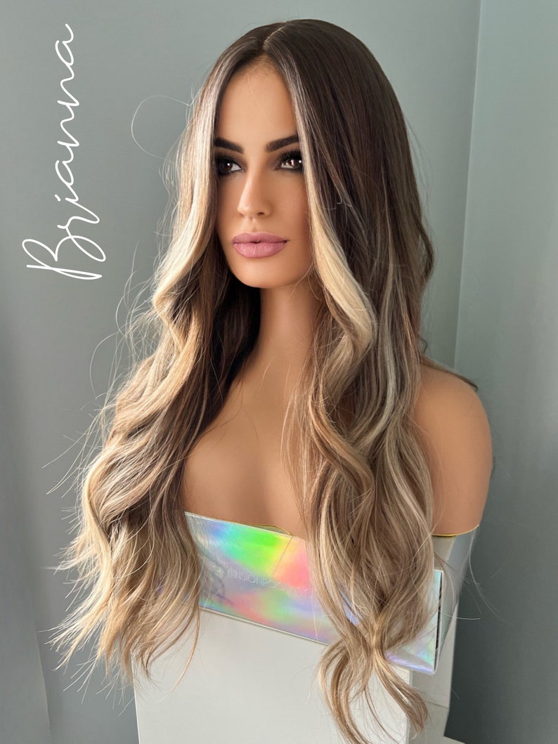 Long Brown Highlighted 26 inch Synthetic Wig Brianna image 2