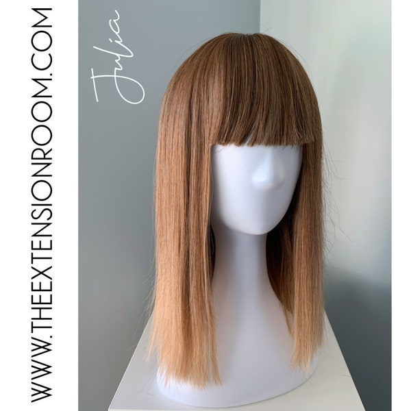 Short Auburn Ginger Synthetic 14 inch Wig with Bangs - Julia