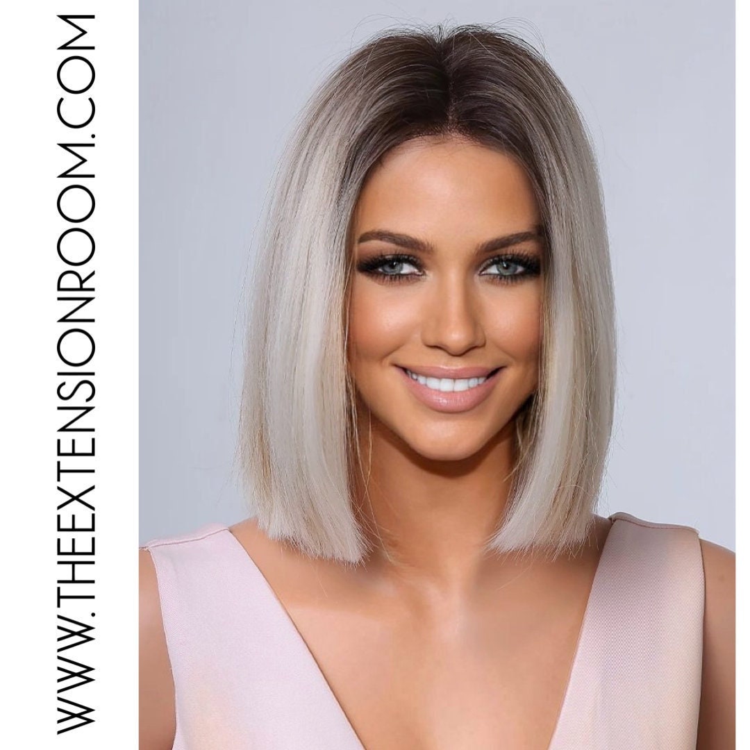 Image of Ash blonde long blonde blunt bob