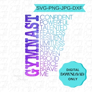 Gymnast Affirmation Design | SVG PNG JPG Dxf | Gym Gymnastics Competition Sports Tumbling Motivational | Gift Sticker Shirt Tee Gift
