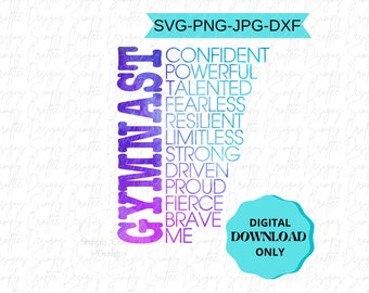 Gymnast Affirmation Design | SVG PNG JPG Dxf | Gym Gymnastics Competition Sports Tumbling Motivational | Gift Sticker Shirt Tee Gift