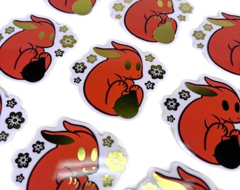 Chinese Zodiac Animal 2.5" Gold Foil Vinyl Sticker (Rabbit)