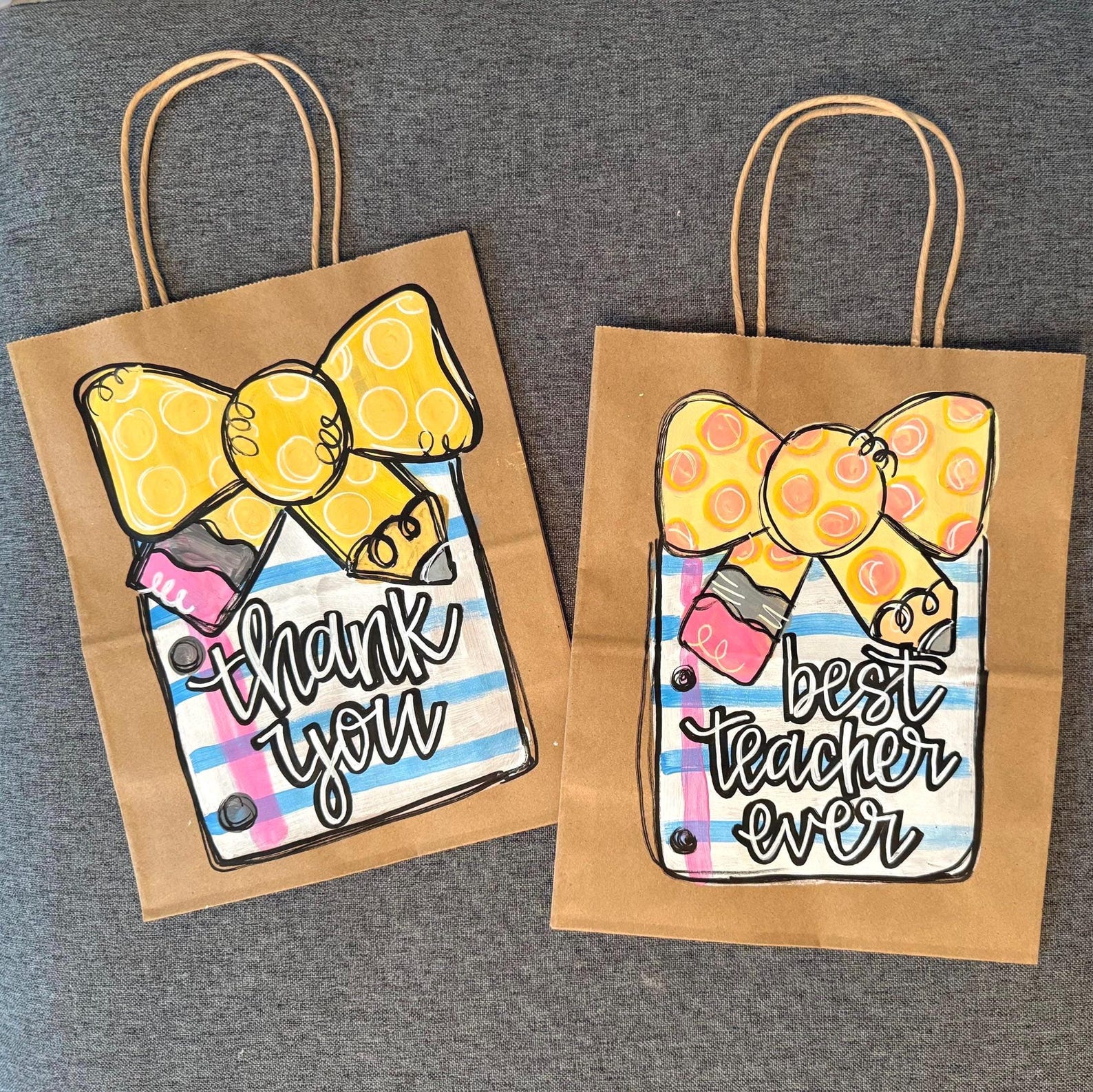 Hand Painted Teacher Appreciation Gift Bags - Etsy