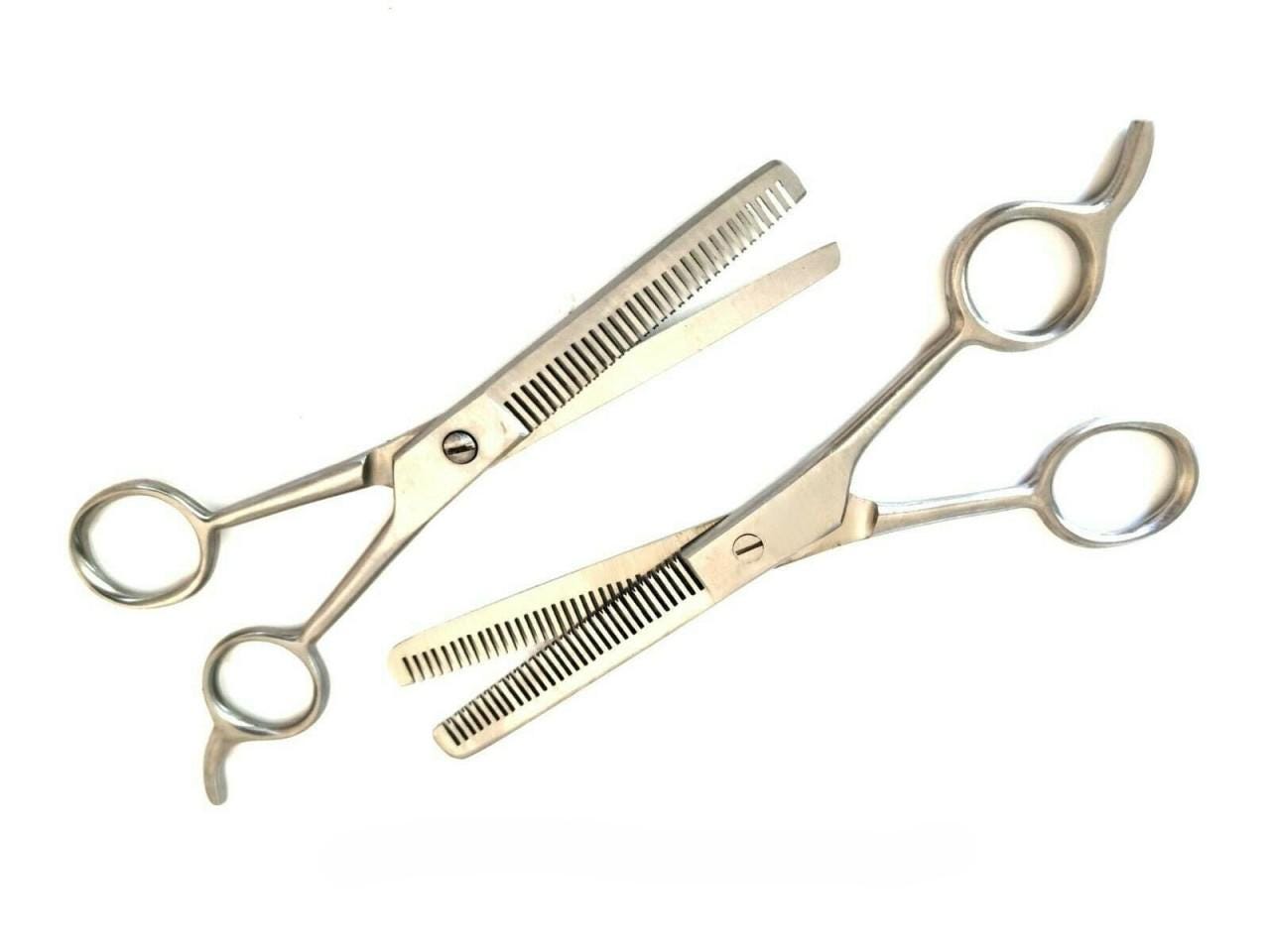 Professional Single and Double Thinning Hair Scissors Combo Set Stainless Steel Barber Texturizing Shears for Salon Hair Cutting