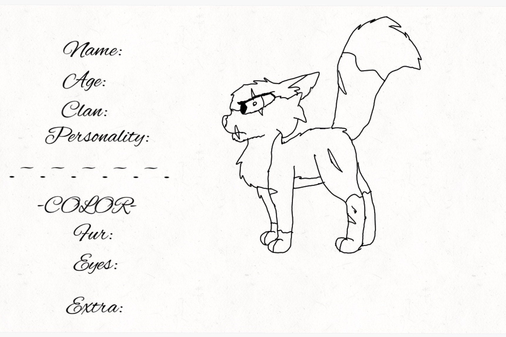 Warrior Cats Character Sheet/coloring Sheet - Etsy