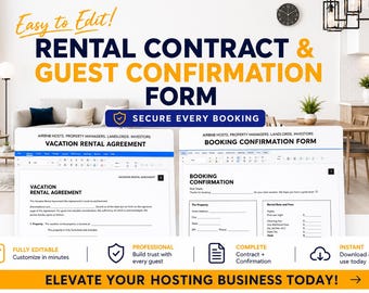 Airbnb VRBO Vacation Rental Agreement & Conformation Booking Form