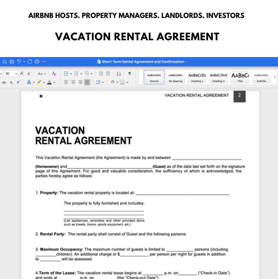 Airbnb VRBO Rental Agreement Booking Confirmation Form Vacation Rental Airbnb VRBO Rental Agreement Booking Confirmation Form Vacation Rental