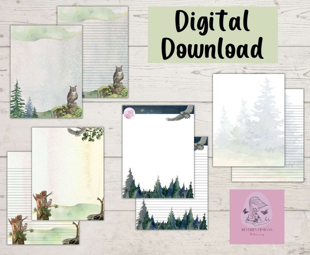 Printable Stationery Set US Letter Size PDF, Instant Download ...