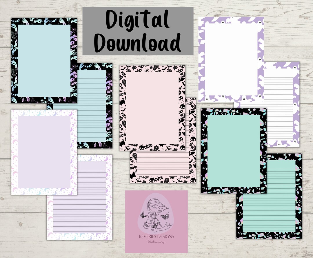Printable Stationery Set US Letter Size PDF, Instant Download ...