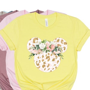 Floral Mickey shirt, Leopard Minnie Head shirt, Flowers Mickey Ears Shirt, Disney Family vacation shirt