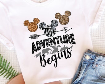 Adventure Begins Shirt, Adventure Awaits Safari Adult T-Shirt, Custom Animal Park Matching Family T-shirts, Trip Toddler Baby Bodysuit,