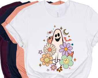 Flower Ghost Sketch Shirt, Vintage Ghost Halloween Shirt, Witch Shirt, Retro Fall Shirt, Fall Shirt, Retro Halloween shirt,