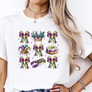 マルディグラ コケット シャツ | ハッピー マルディグラ T シャツ & ファット チューズデー トップ | ルイジアナ フェスティバル ウェア | グリッターなしデザイン